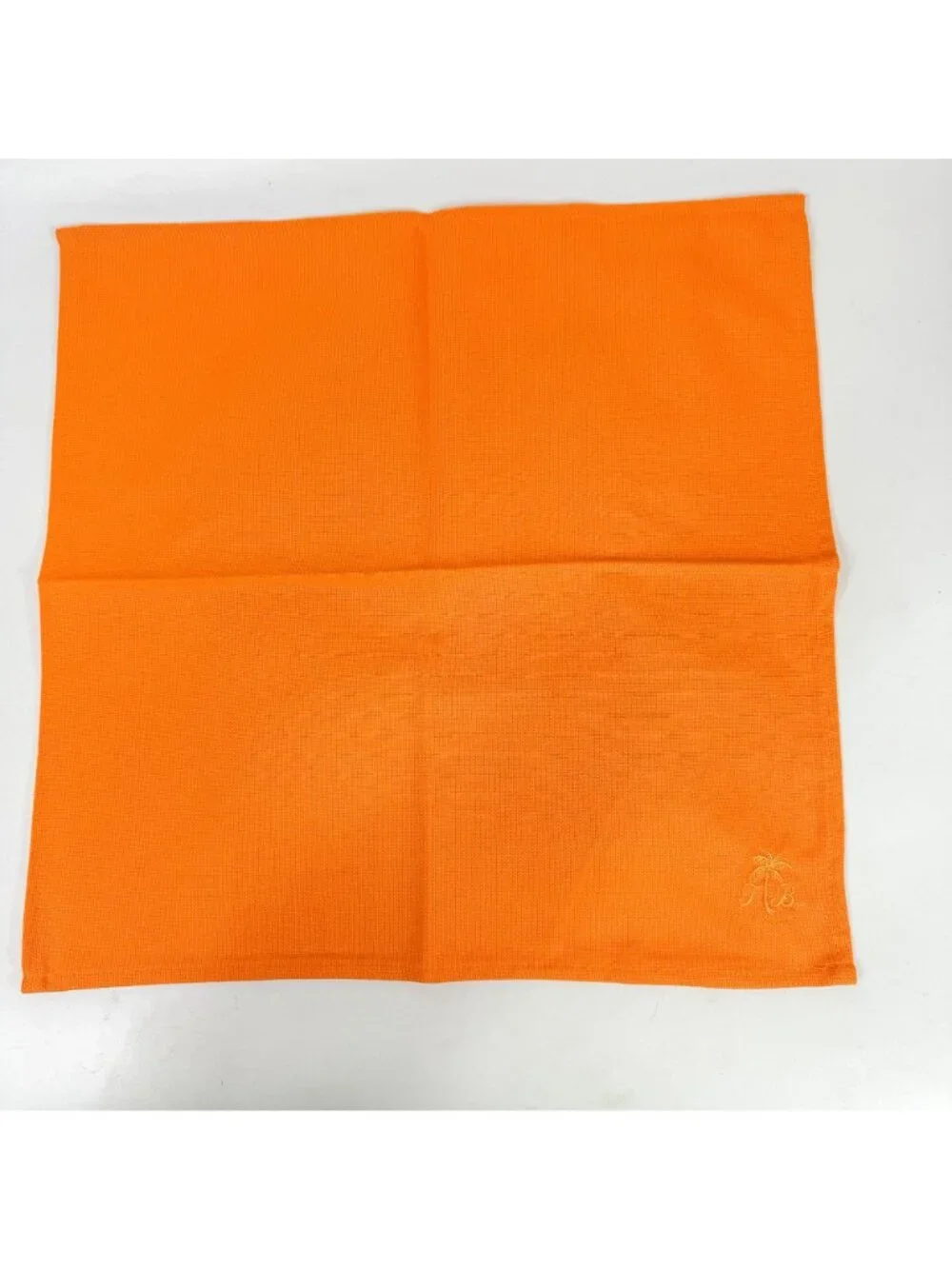 Tommy Bahama Yellow Orange Cotton Napkins Square Set Of 4 Embroidered